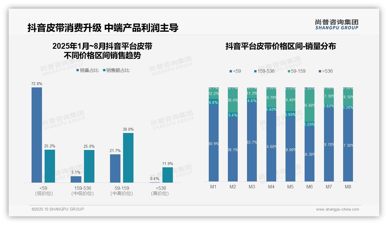 京东皮带高价位销售额占比49.1%，尚普咨询集团年度报告精华-2025年10月-皮带-38