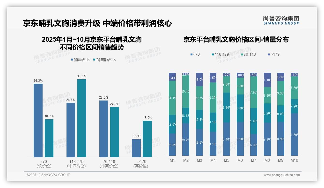 100~200元45%哺乳文胸集中带，京东118-179元贡献38%销售额——尚普咨询集团热点快读-2025年12月-哺乳文胸-38