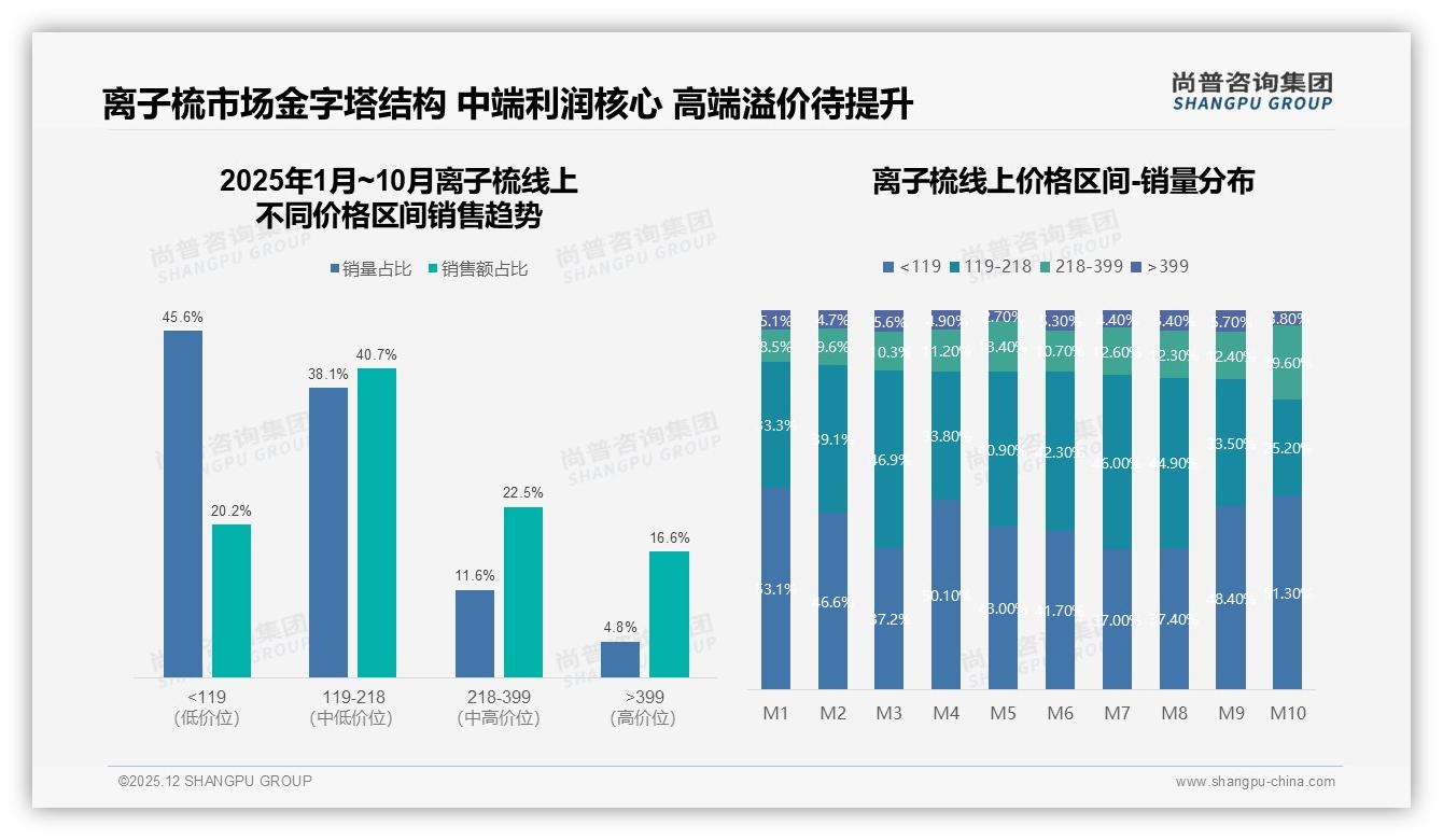 尚普咨询集团趋势雷达：100到200元价位占37%销售额成离子梳利润黄金带-2025年12月-离子梳-38