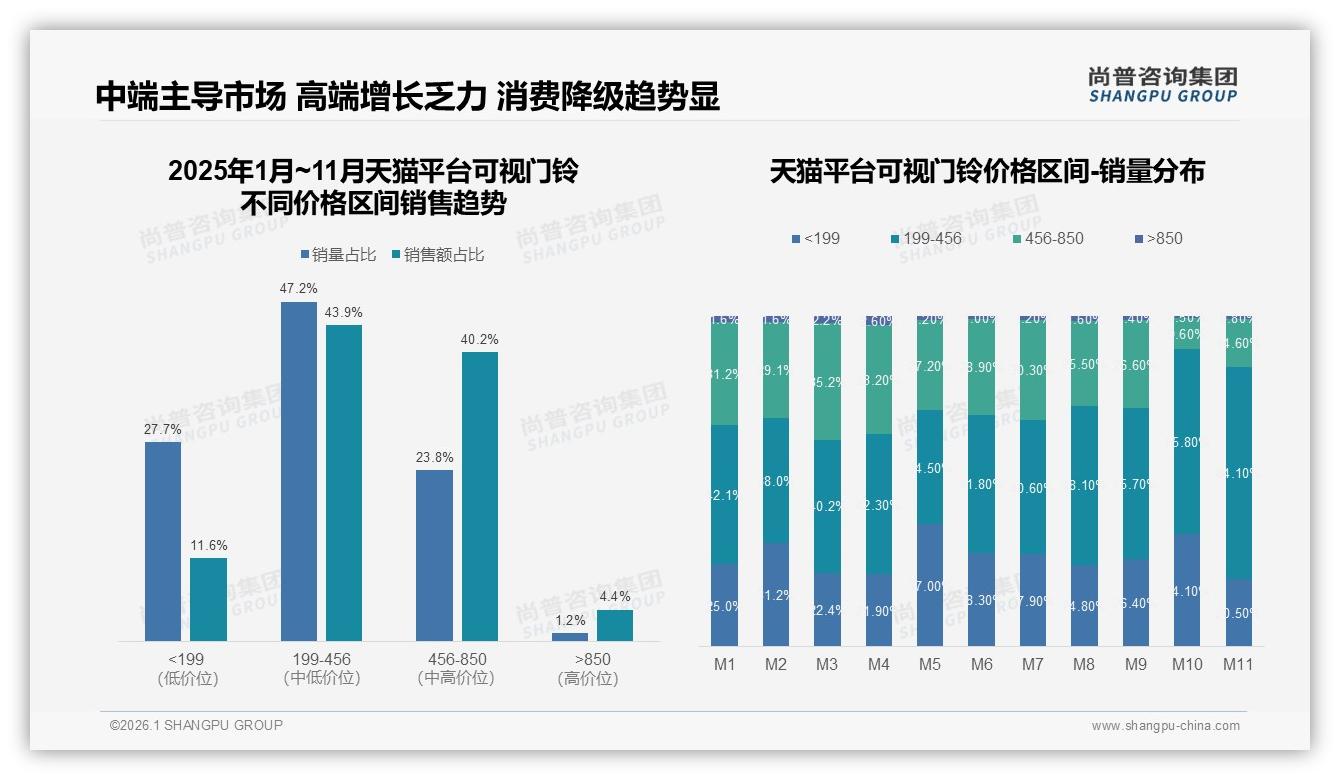 199~456元47%销量主导天猫，尚普咨询集团年度复盘：中端可视门铃利润高地-2026年1月-可视门铃-38